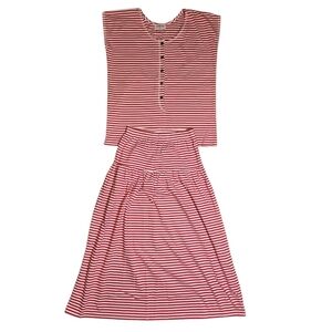 Vintage Jack Mulqueen Sport Matching Set Skirt + Sleeveless Top Medium Red White